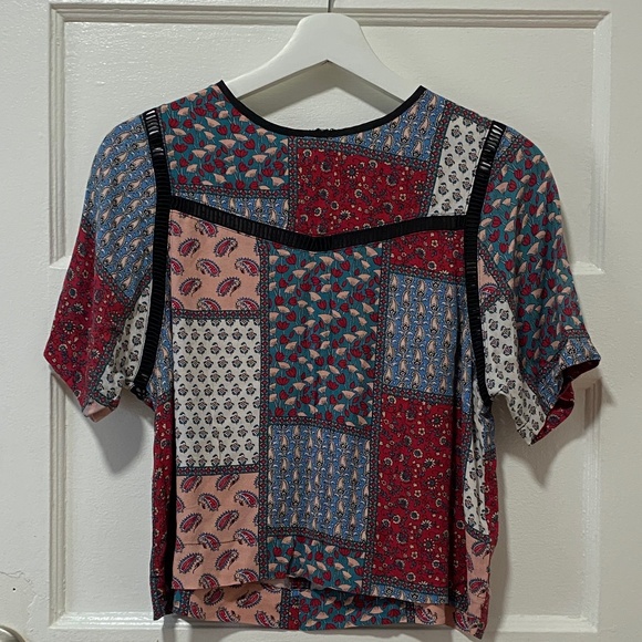 TOPSHOP PATCHWORK BLOUSE - Picture 1 of 3